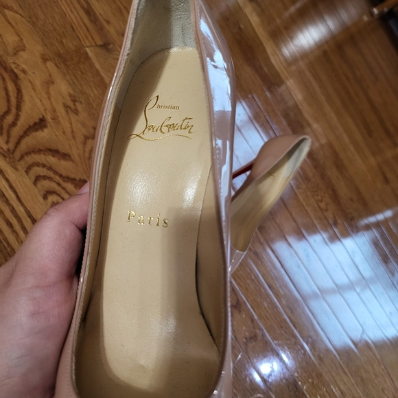 Christian Louboutin Nude Patent Heels with Red Soles - Picture 10 of 12